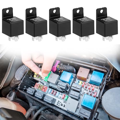 QWORK Motor Relay 5 Pin 24V 40A, Automotive Relay, 5 Pack Vehicle Relays Switch Power for Trunk Pop, Remote Start, and Lighting