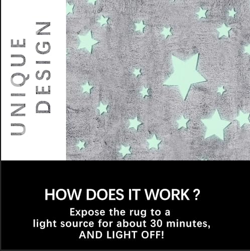 Large Area Rug Carpet Glowing in The Dark Big Stars for Children Room Decor, Funny for Babyroom and Living Room, Rectangular Mat for Kids Bedroom Size 5'x6' - Image 4