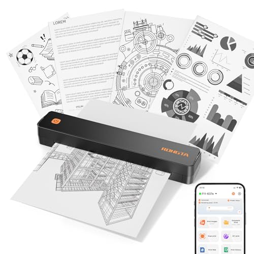 Imprimante thermique portable F11B Rongta A4 sans encre avec 10 feuilles de papier