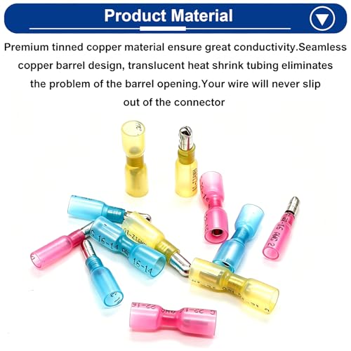 Conectores de cable termorretráctiles 22-10 AWG terminales impermeables Tnisesm tipo bala para barcos 5