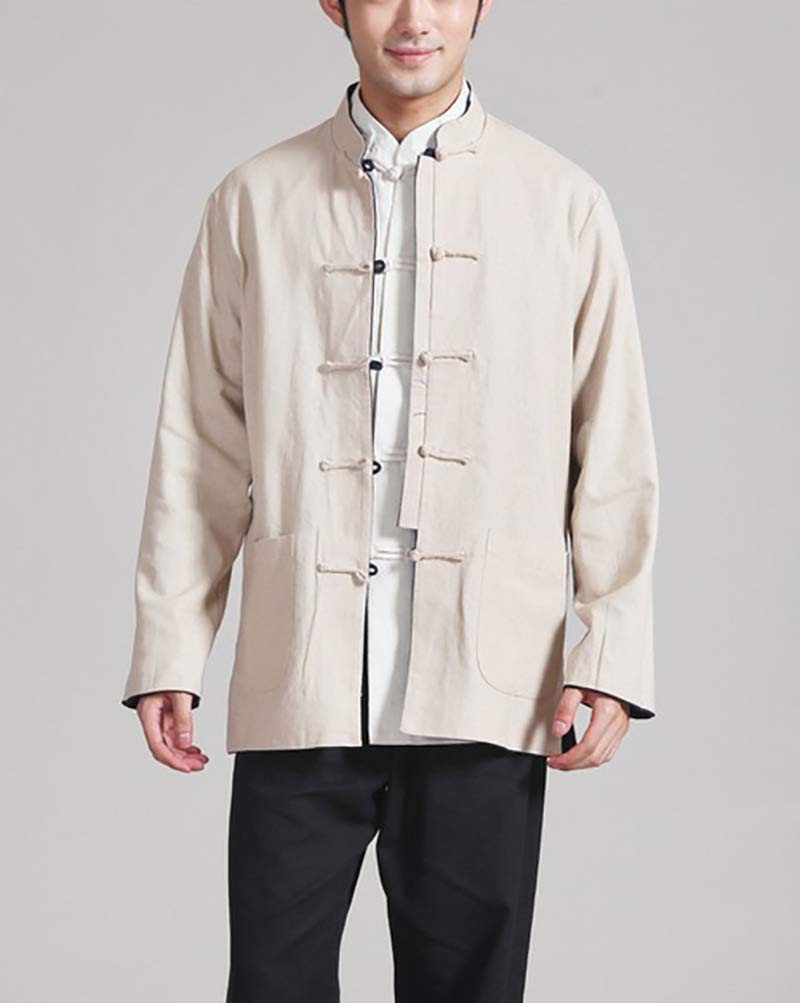 Cinese Tang Tops Uomo - Primavera Autunno Cappotto Entrambi i Lati Giacca a Maniche Lunghe Arti Marziali Kung Fu Camicie Tang Vestito Cinese Costumi Nazionali