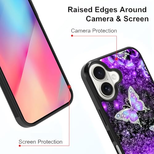 OOK Magnetic for iPhone 16 Case [Compatible with MagSafe] Glitter Purple Butterfly Nebula Space Design Hard PC Anti-Slip Ultra Protective Thin Case for iPhone 16 Phone Case (6.1") by OOK - Image 3