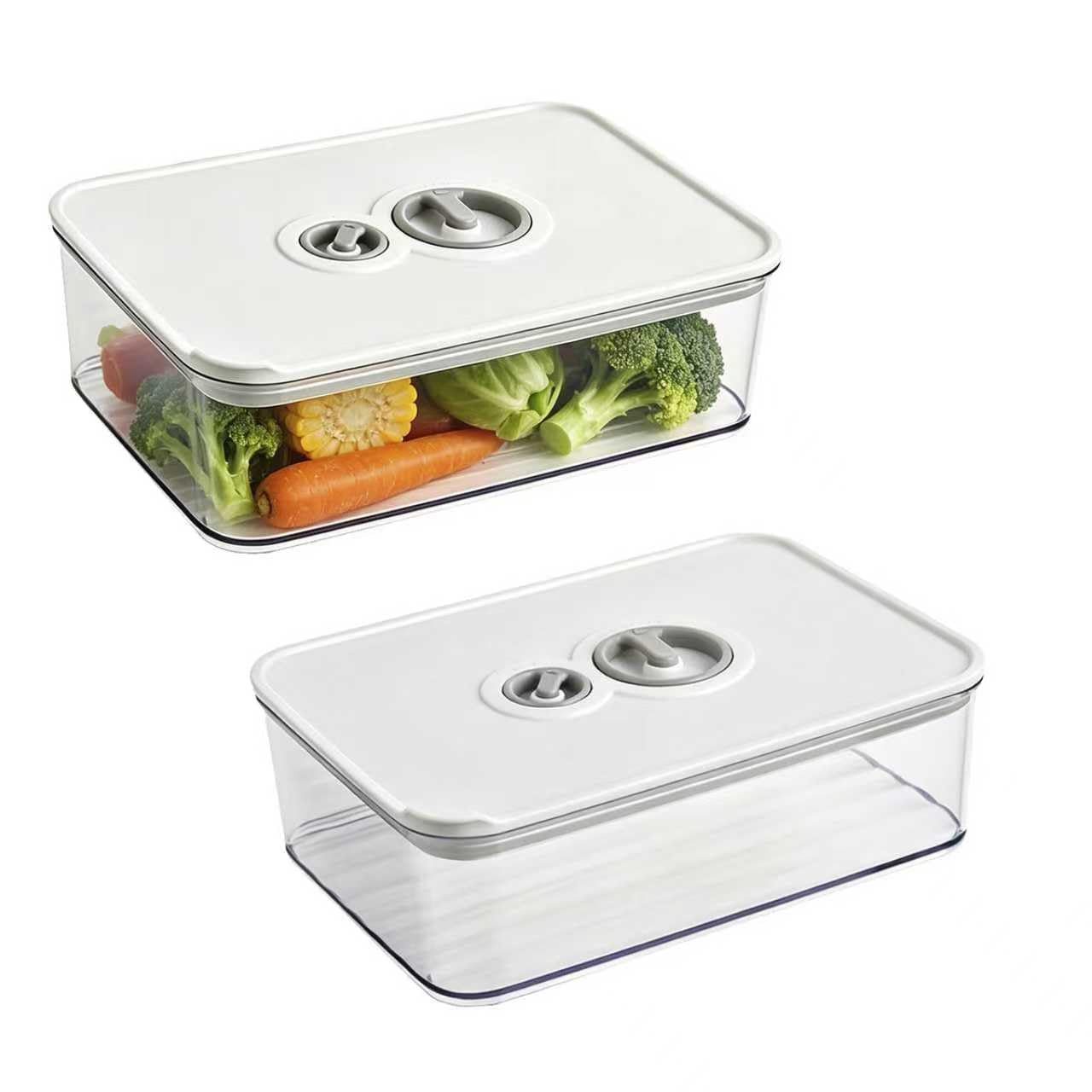 LINISITING 2 Pcs Airtight Cheese Storage Container, Clear Stackable Plastic Food Box with Lid, Refrigerator Fresh Keeping Organizer for Cheese Slices Chunks Kitchen Food Storage