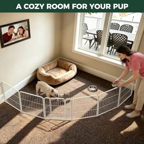 Image of FXW Homeplus Indoor Dog Playpen with Fence-to-Wall Anchors, 24 inch H, 6 Panels