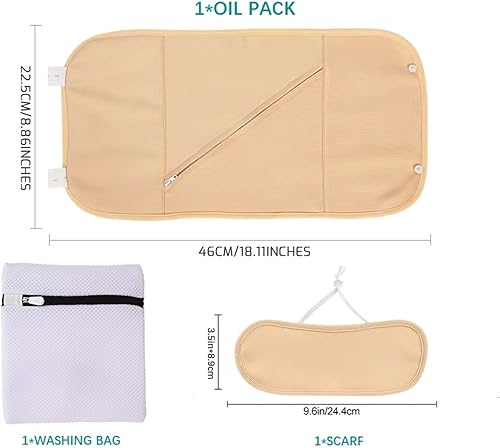 Miniatura 2 de Paquetes de aceite de ricino, kit de envoltura de aceite de ricino orgánico reutilizable para cuello, cintura y rodilla, correa elástica de botón,