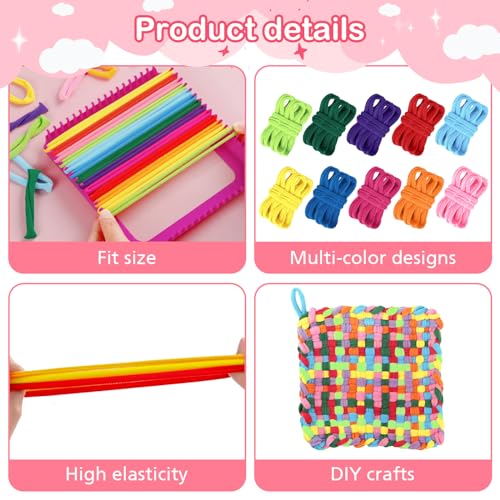 Dnphrpy 03 800 Pcs Loom Loops Colorful Weaving Loom Loops Potholder Muti-Colored Loops Elastic Weaving Loops Craft Flexible Loom Diy Kit Colorful Weaving Crafts For Kids Adults Diy Crafts Supplies thumb #2