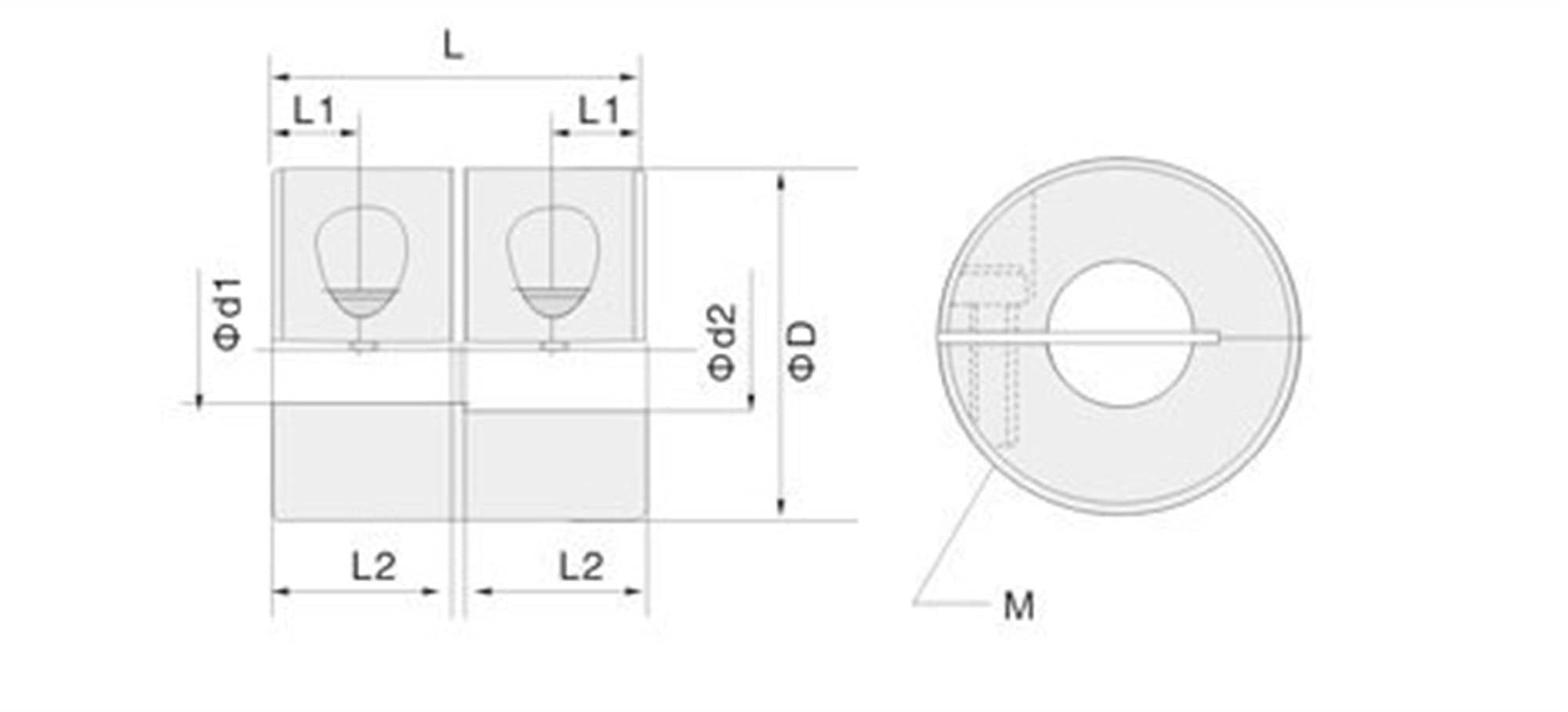 Druckerteile Kupplung D16L16 2/3/4/5/6/6,35/8mm Aluminium Flexible Wellenkupplung für Motorstecker (Innendurchmesser: 6mm bis 6mm) (Size : 3mm to 8mm)
