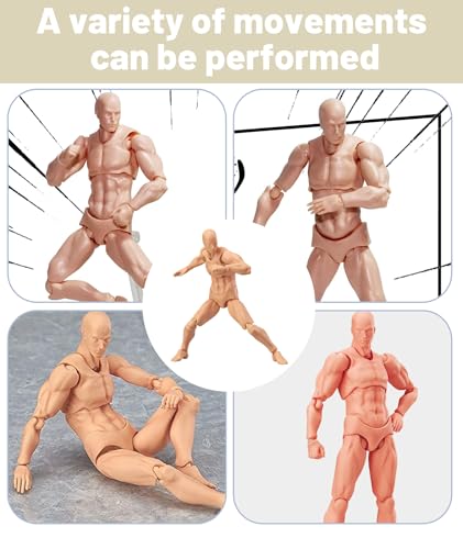 Image of Action Figure Toys, Movable Action Figure for Artists, Drawing Model with Articulated Joints, Skin Tone Male Figure for Painting Photography and Display