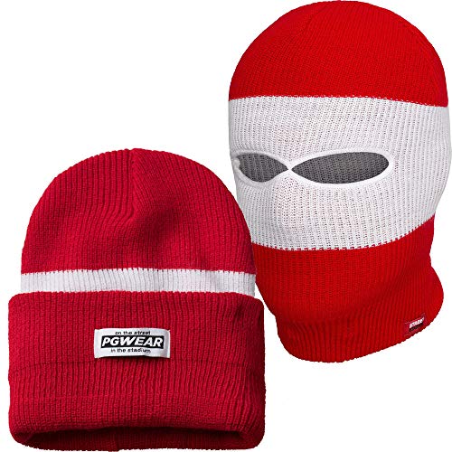 PG Wear Mütze und Sturmhaube Troublemaker 2 in 1 rot weiß Streifen Cover
