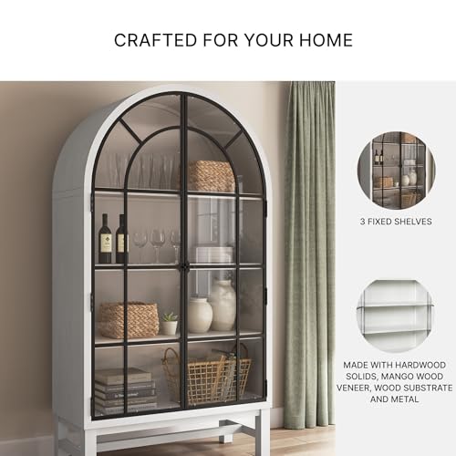 Image of Signature Design by Ashley Basinger Display Cabinet, White Farmhouse