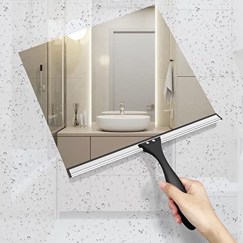 Image of AmazerBath Squeegee for Shower Glass Door, Shower Squeegee for Glass Doors - All-Purpose Squeegee with Hook for Shower Doors, Windows, Mirrors, Tiles and Car Glass, 12 Inches