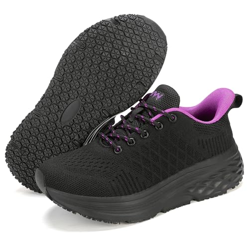 Image of AVW Womens Non Slip Work Shoes Water Resistant Walking Sneakers Food Service Chef Kitchen Shoes