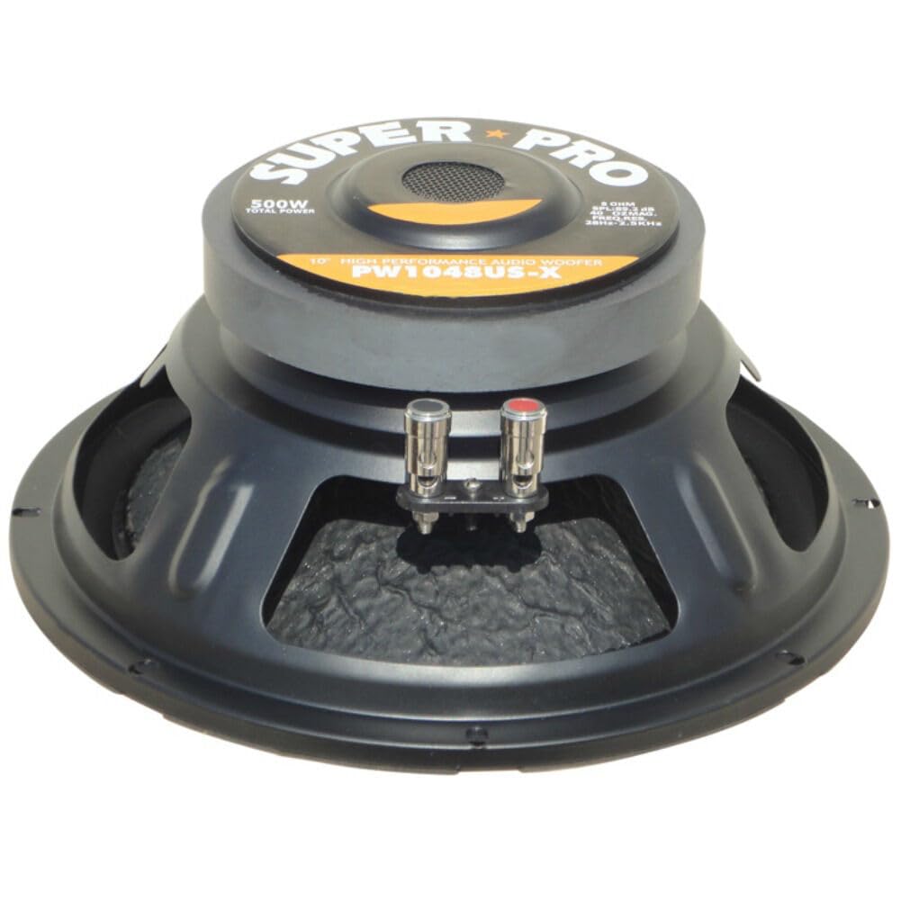 1 Pyramid PW1048USX woofer 25 cm 250 mm 10" de diámetro, 250 Watts rms y 500 Watts MAX, impedancia 8 Ohm, Home DJ Disco Party, suspensión de Goma, 1 Pieza