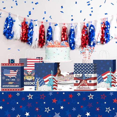 Bolsas de regalo patrióticas W WINTMING de papel con asas 6