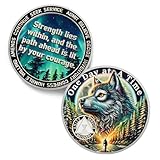 One Day at a Time 10 Year Sobriety Coin - Recovery Aurora Forest Wolf AA Coins - Addiction NA AA Chips and Medallions - Celebrate 1-20 Living Clean Narcotics Alcoholics Anonymous Gifts for Men Women