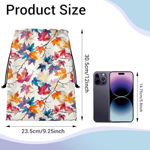 Image of Maple Leaves Drawstring Grip Bags Autumn Small Gymnastics Athlete String Bag for Gymnasts Grip