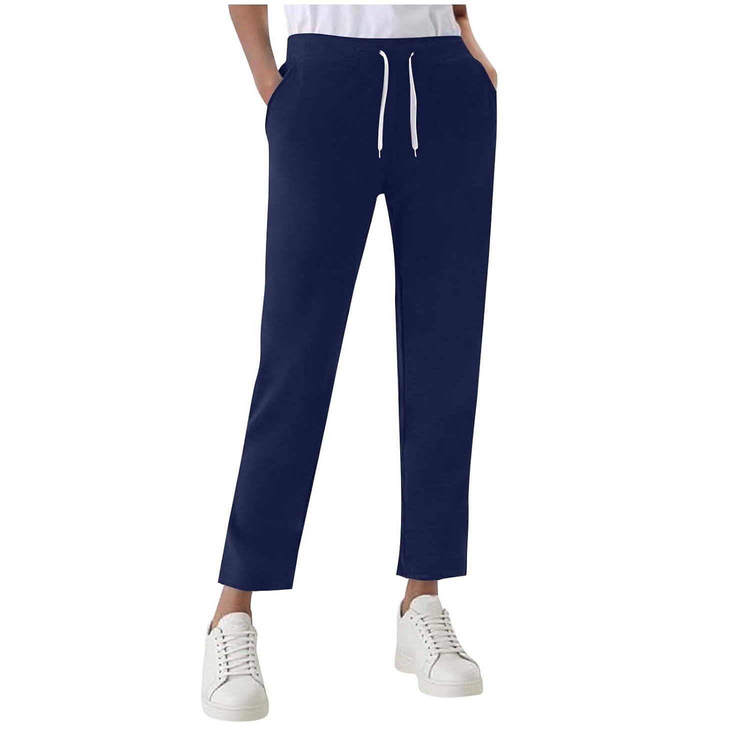 Womens Petite Sweatpants - High Waisted Drawstring Stretchy Tapered Joggers Fleece Workout Sweat Pant with Pockets
