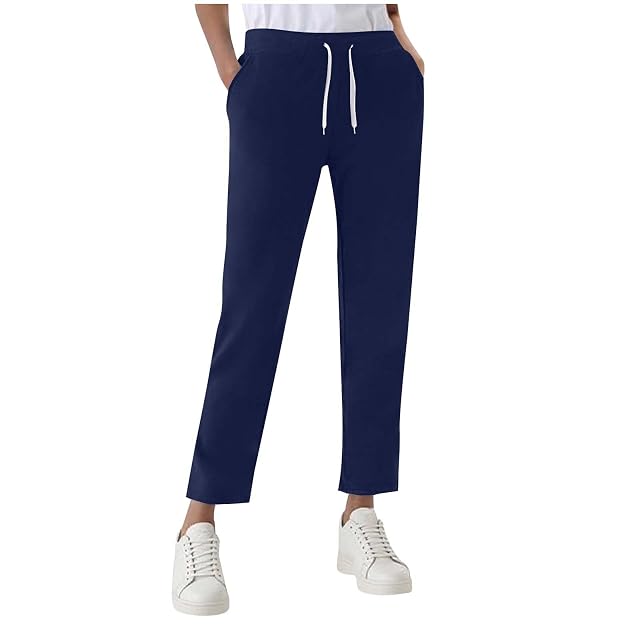 Womens Petite Sweatpants - High Waisted Drawstring Stretchy Tapered Joggers Fleece Workout Sweat Pant with Pockets