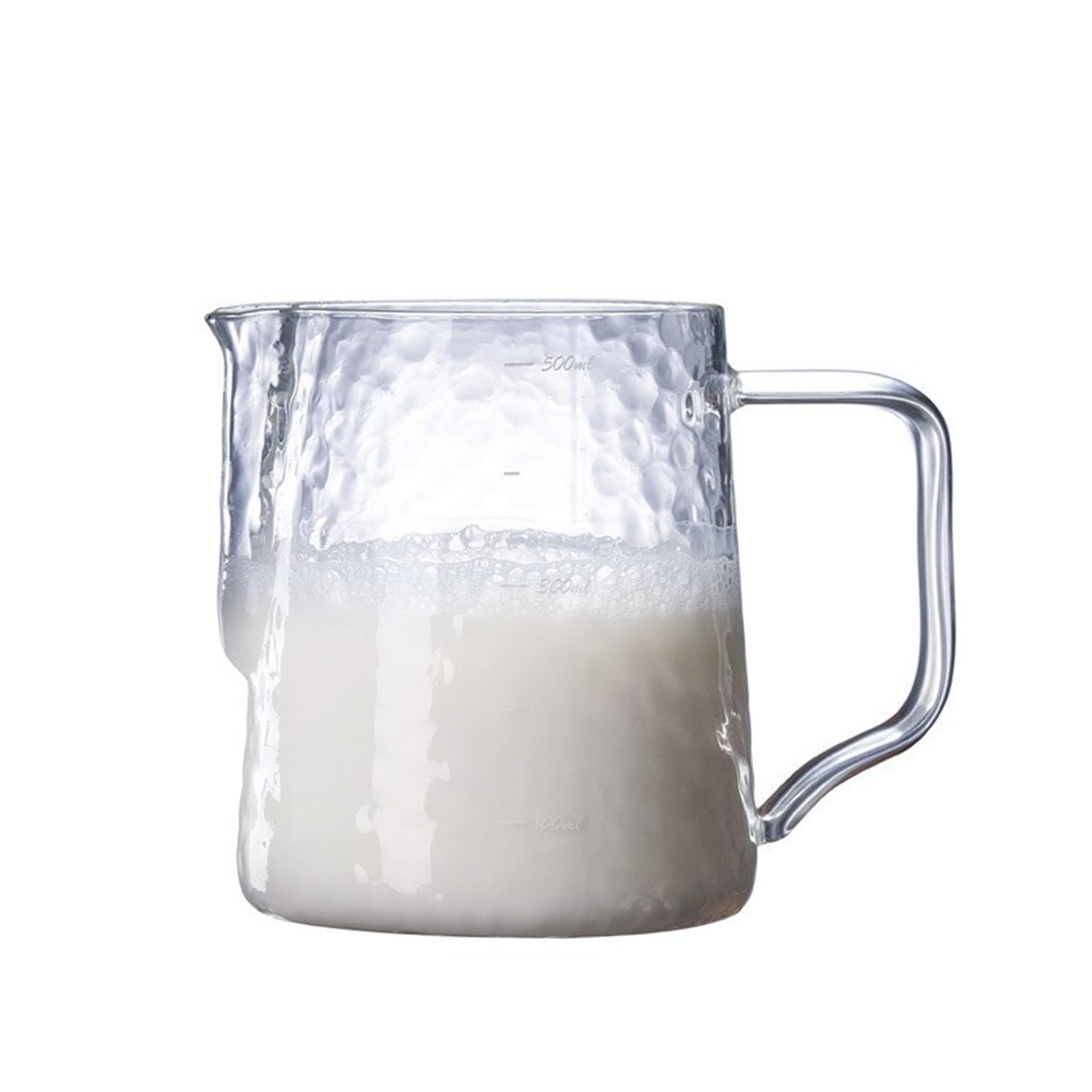 Taza De Vidrio Transparente For Latte Art Con Escala, Taza Especial For Espumar Leche, Tarro De Café Latte Art, Taza Medidora Con Boquilla De Cocina(500ML)