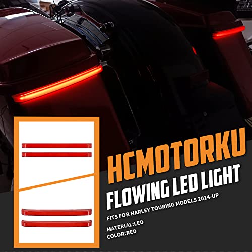 Hcmotorku Motorcycle Led Saddlebag Light Running Brake Sequential Turn Signal Lamp Fit For Harley Touring Road Gilde Street Gilde Electra Glide 2014-2023 Red Lens #TOP1