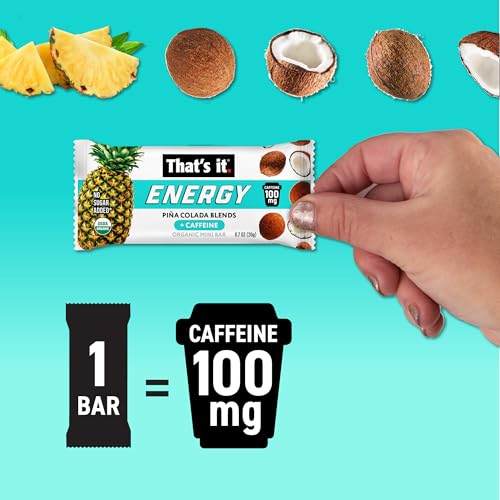 Image of That's it. Pina Colada Energy Mini Bars | 100mg Natural Caffeine |Pineapple Coconut| Allergy-Friendly, Organic, Non-GMO, Gluten-Free Snacks | 15 Count