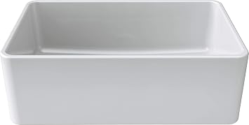 Fireclay Sink, Single Bowl Farmhouse Apron Kitchen Sink, White, (30)