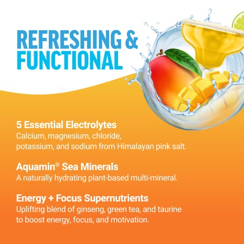 Force Factor Liquid Labs Energy Drink, Electrolytes Powder, Hydration Packets To Boost Energy & Focus, 5 Essential Electrolytes, Vitamins, Minerals, & Antioxidants, Mango Margarita, 20 Stick Packs #TOP2