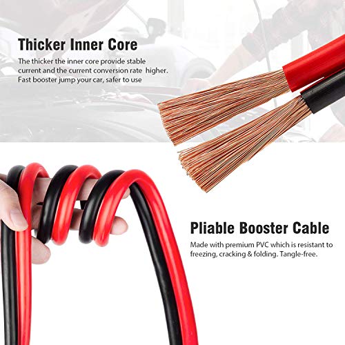 Booster Jumper Cable 6 Gauge x 16Ft with Reverse Polarity Protection, Safety Gloves,Carry Bag for Car Van Truck