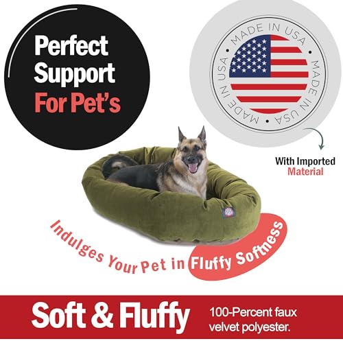 Image of Majestic Pet Villa 52 Inch Shredded Memory Foam Dog Bed for X-Large Sized Dog 52x35x11 Inch-Orthopedic Pet Bed with Removable Washable Cover-Washable X-Large Puppy Mat with Head Support-Fern
