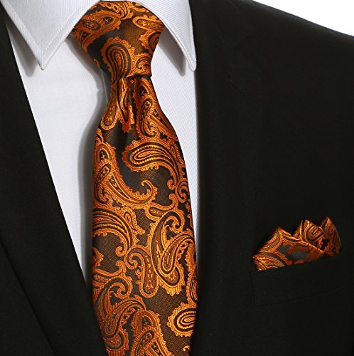 Image of KissTies Mens Paisley Tie And Pocket Square Necktie Sets