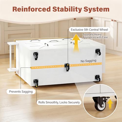 image for YESHOMY Kitchen Island on Wheels with Trash Cabinet, 56
