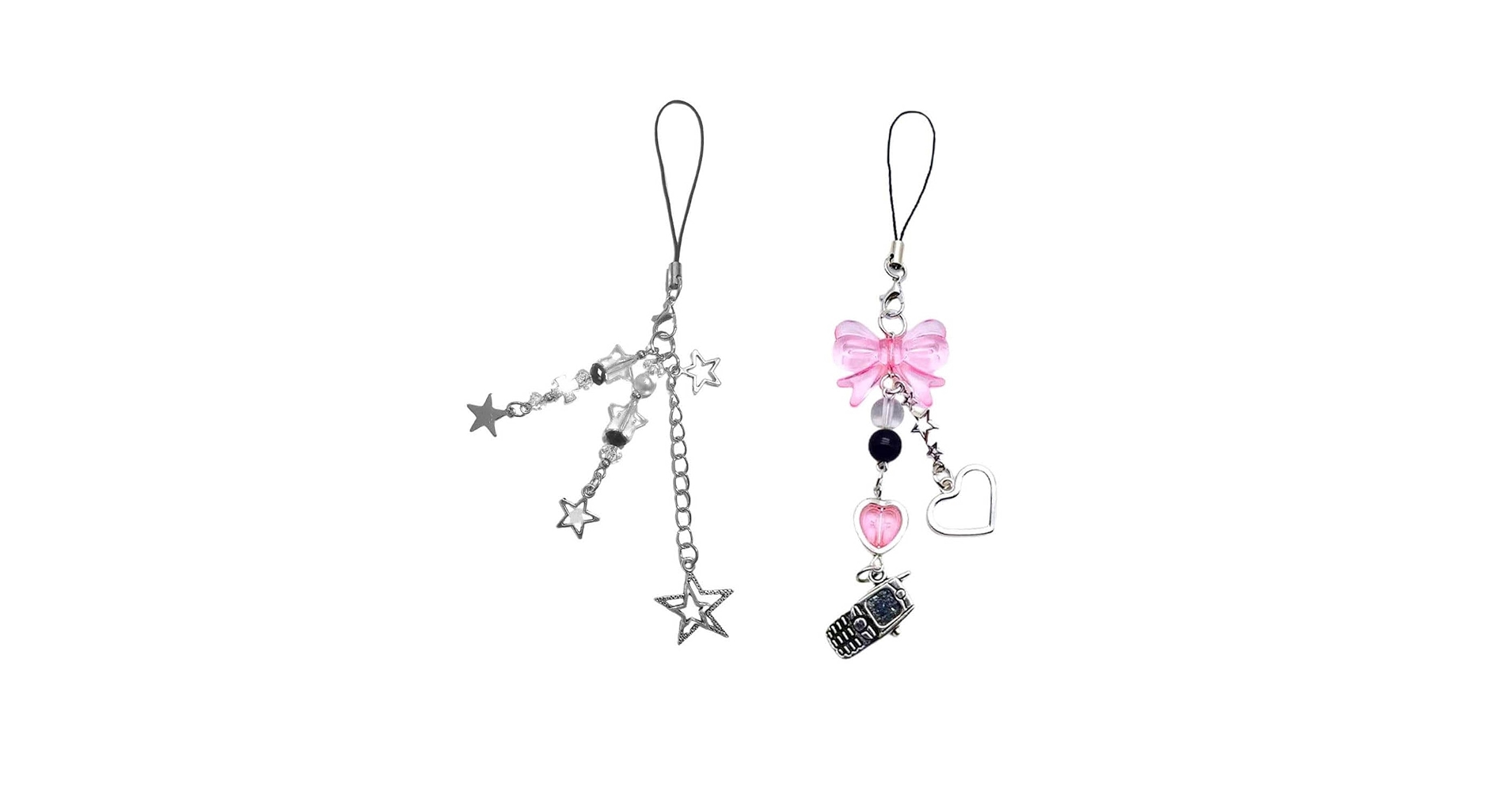 Amazon.co.jp: MinnowXY 2個 星 電話 蝶結び ペンダント 携帯
