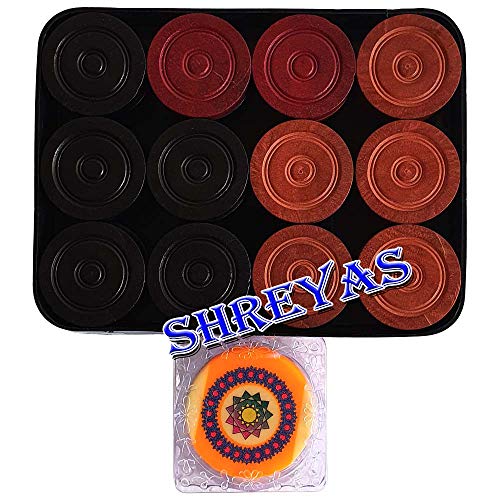 Shreyas 24 Wooden Carrom Game Coins And Striker Set,Wooden Checkers (24 Pieces + 1 Striker With Striker Case #TOP4