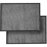Anti Fatigue Rubber Mats - 2 Pack Restaurant Kitchen Non-Slip Bar Floor Entry Door Drainage Mats - Indoor/Outdoor Use - 36 x 60 Inches