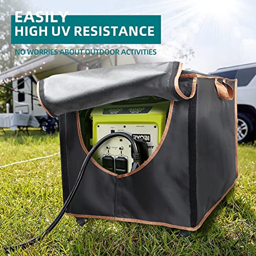 PALON Outdoor Waterproof Generator Covers, 27x25x25in Camping Dynamo Protection, 420D Oxford Fabric Heavy Duty Cover with Windproof Buckle, Universal Generator Protector for Portable Generators 3000-5000W, Black