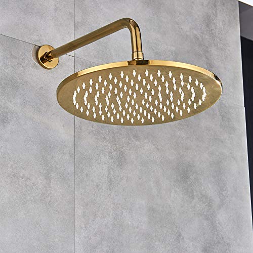 Senlesen LED Rainfall 12-inch Round Shower Head High Pressure Top Spray Without Shower Arm Ceiling Mount Gold Polished - Thumbnail 6