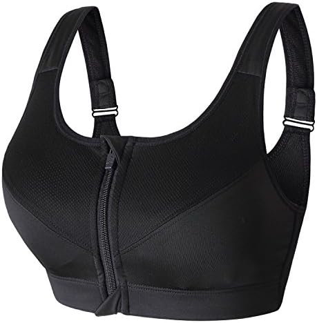 newlashuaWomen's High Support Push Up Zip Front Close Padded Sports Bra