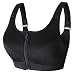 Newlashua Women's High Support Plus Size Zip Front Close Padded Sports Bra XXXXXL Black