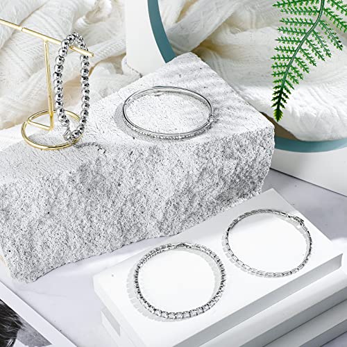 4 Pieces Tennis Bracelets For Women 14K Gold Plated Cubic Zirconia Classic Tennis Bracelet 4Mm Cz Diamond Classic Slider Bracelet Figaro Chain Adjustable Bracelet For Wedding Xmas Gift (6.5 Inch) #TOP4