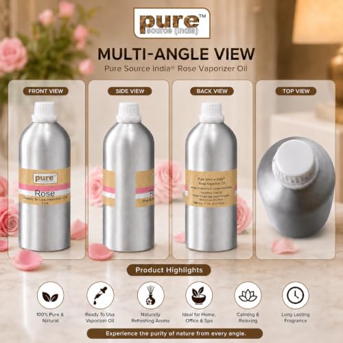 Image of Pure Source India Rose Fragrances Vaporizer Oil, 1 L Refill