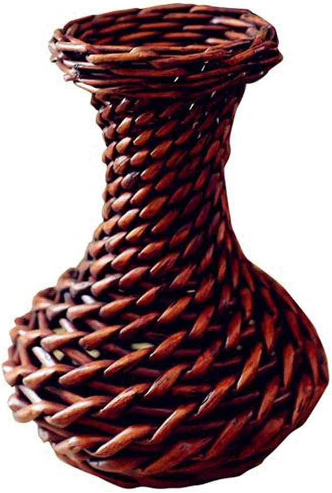 Amazon｜手編み柳条人造花籠純手作り花瓶茶色盆栽工芸品家庭装飾  