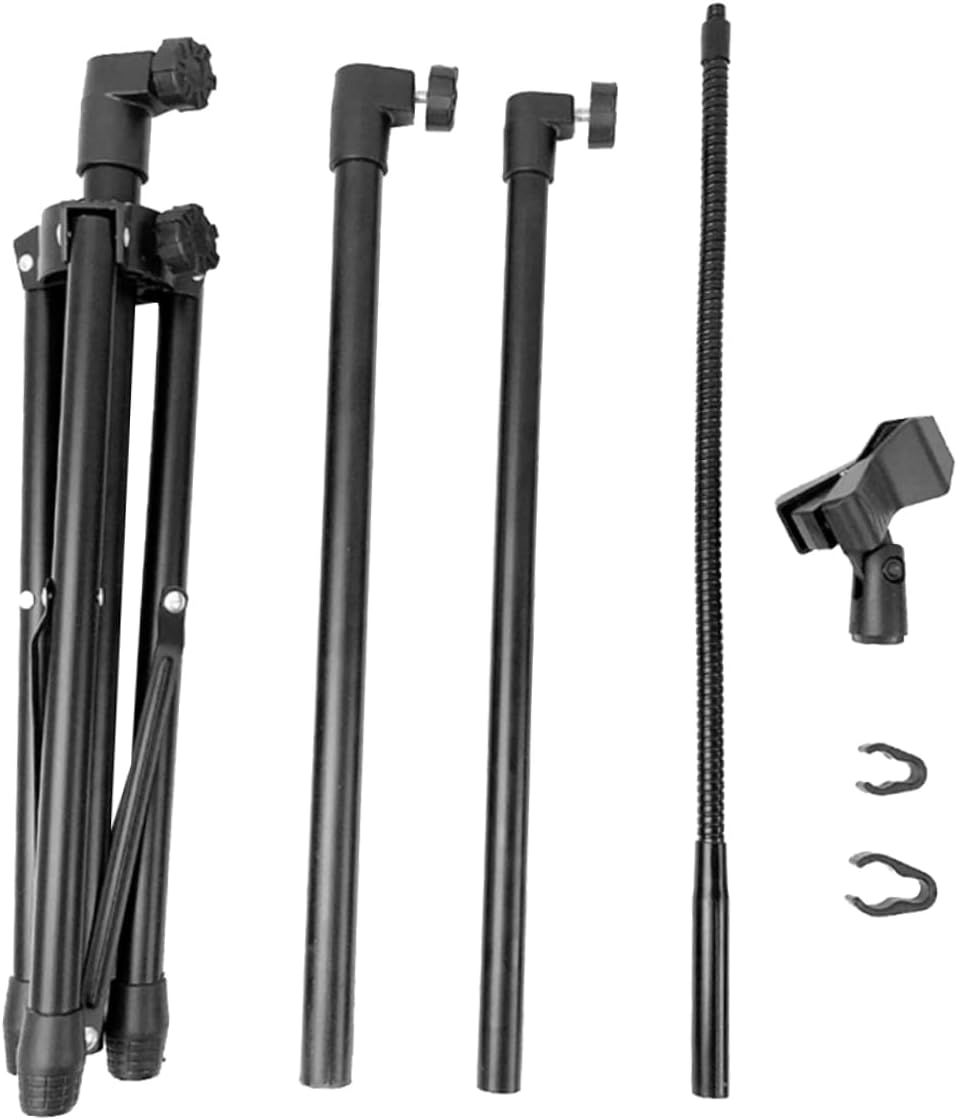 HEMOTON Sturdy Adjustable Microphone Stand Mic Mount for Stage Studio and Events Telescopic Tripod Design Easy to Carry and Store for Performances and Recording