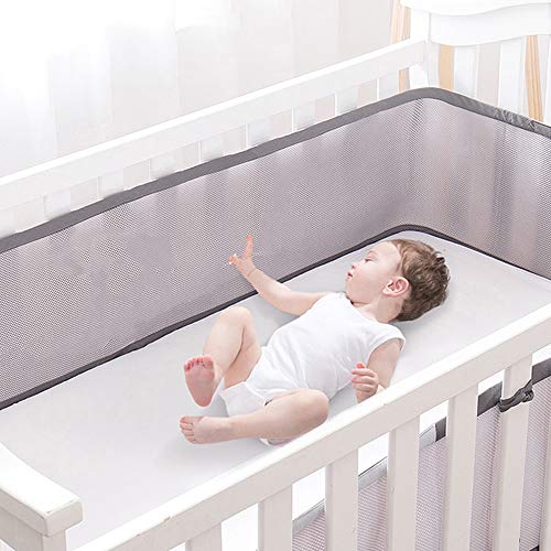 Baby Mesh Crib Bumper,Classic Breathable Crib Bedding Liner,Adjustable Length Fits Most Sizes Cribs,Machine Washable