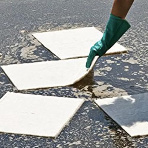 Image of 30PCS Oil Spill Absorbent Pads, 17 inchx13.8 inch | Only Absorbs Oil, Grease, Fast Cleanup For Leaks & Spills in Garage, Marine Bilge, Engine Bay, Workshops, Repels Water