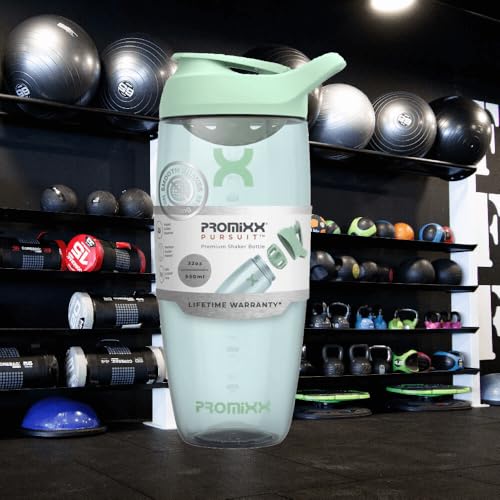 Image of Promixx Pursuit Protein Shaker Bottle (32 oz) - Silent No-Ball Mixer, Leak-Proof Lid, BPA /BPS & Phthalate-Free ECOZEN - Easy-Clean Shaker Cup for Protein Shakes, Pre & Post-Workout Smoothies