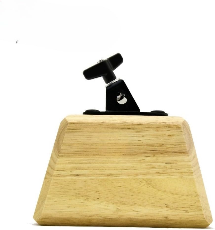 Wood Cowbell Percussion Block Solid Hardwood Construction Loud Resonant Tone Handheld Rhythm Instrument for Live Stage Performance Studio Recording Worship Music Band Practice