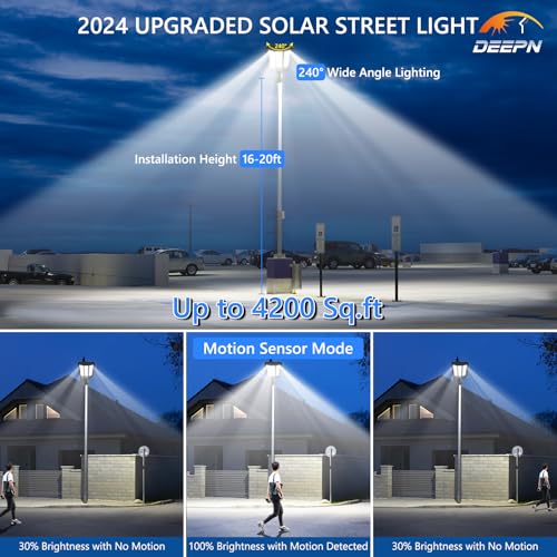 Solar Street Lights Outdoor, 6000W Solar Lights Outdoor Waterproof, 6500K Street Lights Solar Powered Dusk to Dawn Outdoor Lighting, Solar Parking Lot Lights for Yard, 2 Pack