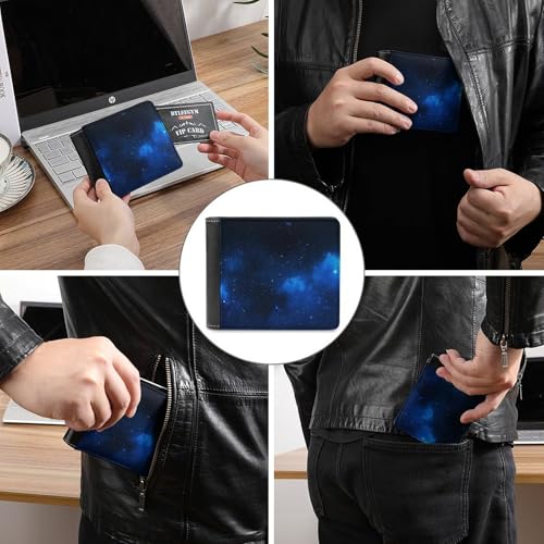 Blue-Starry Sky Fashion Bifold Wallets for Men Women Slim & Thin Credit Card Holder Wallet Purse3