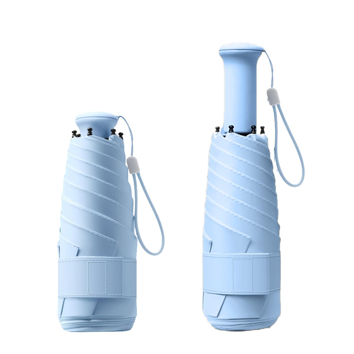 Mini Kompakt Reise Faltender Regenschirm Mit Integriertem Verstecktem Teleskopgriff für Damen Herren Kinder,Leicht Klein Sonnenschutz Taschenschirm,6 Rippen,Freien UV,Teflon,Regen,Tasche Rucksack