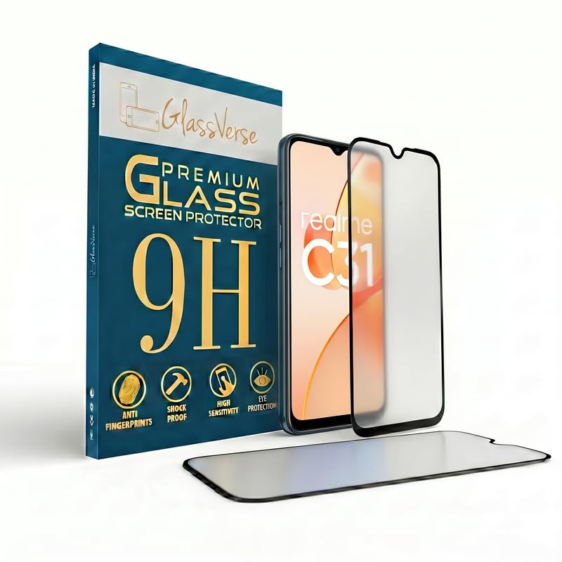 Image of GlassVerse Matte Tempered Glass for Realme C31 | Anti Glare, Smooth Touch Screen Protector, 9H Hardness, Edge to Edge, Case Friendly, Hassle-less Installation Kit Included. (Pack of 2)